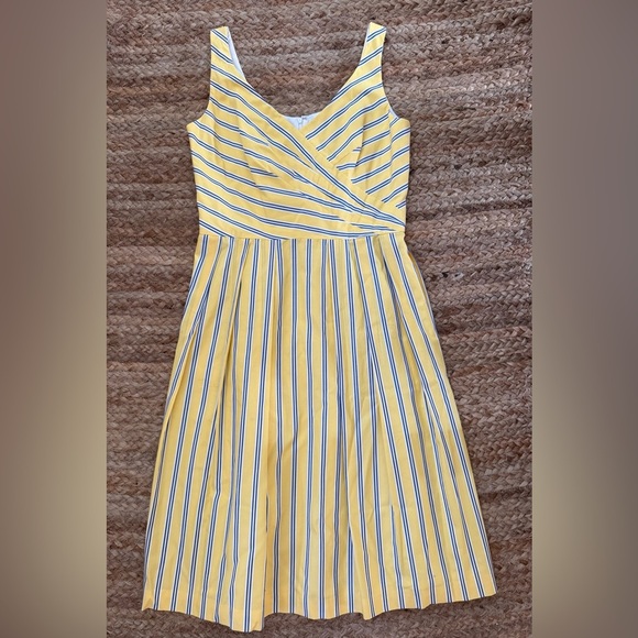 Talbots Dresses & Skirts - Talbots Size 8 Yellow & Blue Striped Cotton Fit & Flare Dress